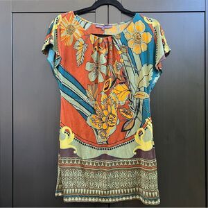 Hale Bop Silk Floral Short-Sleeve Women's Top Size Small